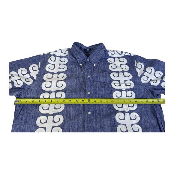 Reyn Spooner Hawaiian Shirt Mens Large Gray Geometric Short Sleeve Button Up - Picture 9 of 12